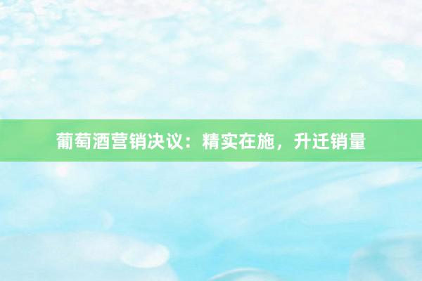 葡萄酒营销决议：精实在施，升迁销量